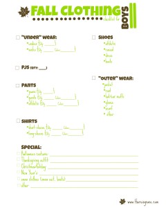 Ever wished you had a list of the clothes your child needs for the upcoming season. Well, here you go! Free printable of Fall clothing for boys and girls | www.thereisgrace.com